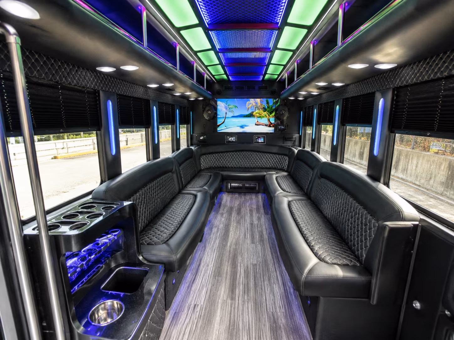 north miami 18 passenger party bus inside